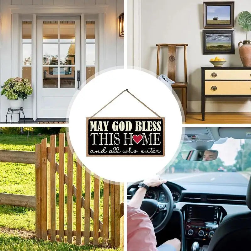 Wood Porch Decor “May God Bless This Home And All Who Enter”