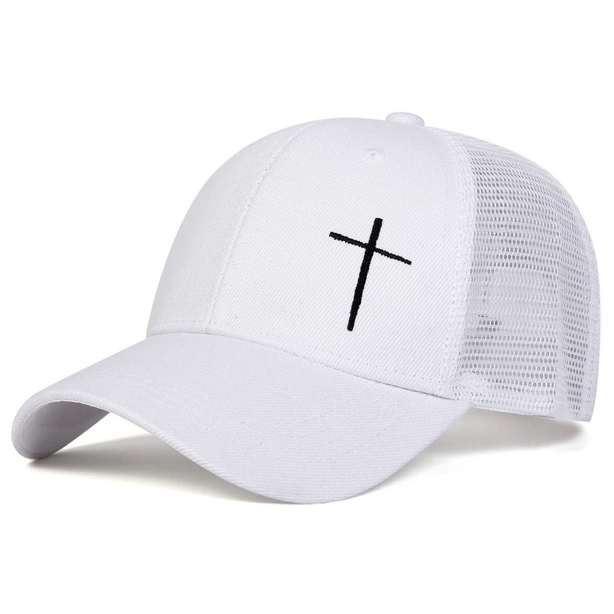 Unisex Cross Embroidery Baseball Net Caps Adjustable Casual Hats Spring and Summer Outdoor Sunscreen Hat