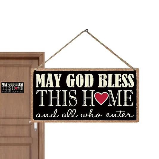 Wood Porch Decor For Wall Portable Wooden Hanger Sign Hangings Signs Wooden Signs Craft Says 'May God Bless This Home And All
