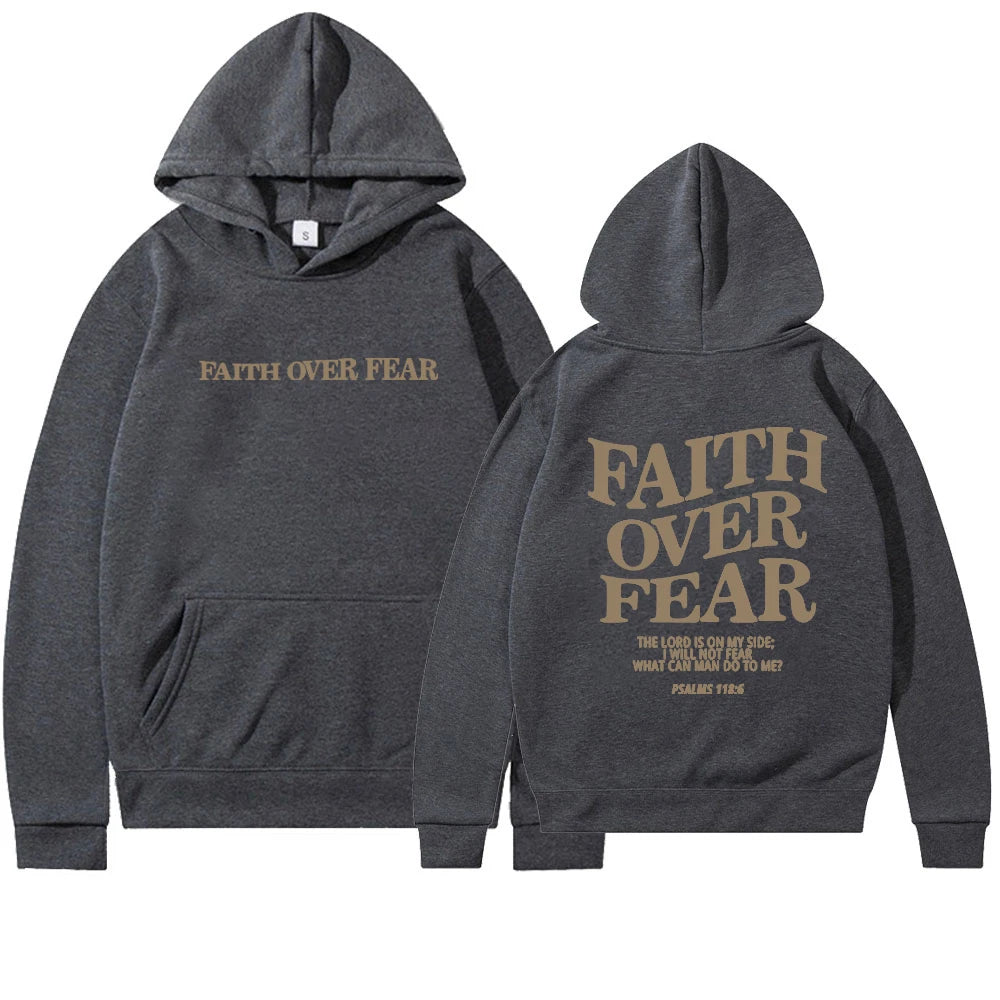 2025 Faith Over Fear Christian Hoodie Christian Sweatshirt Jesus Hoodie Trendy Hoodie Bible Verse Shirt Unisex Aesthetic Clothes