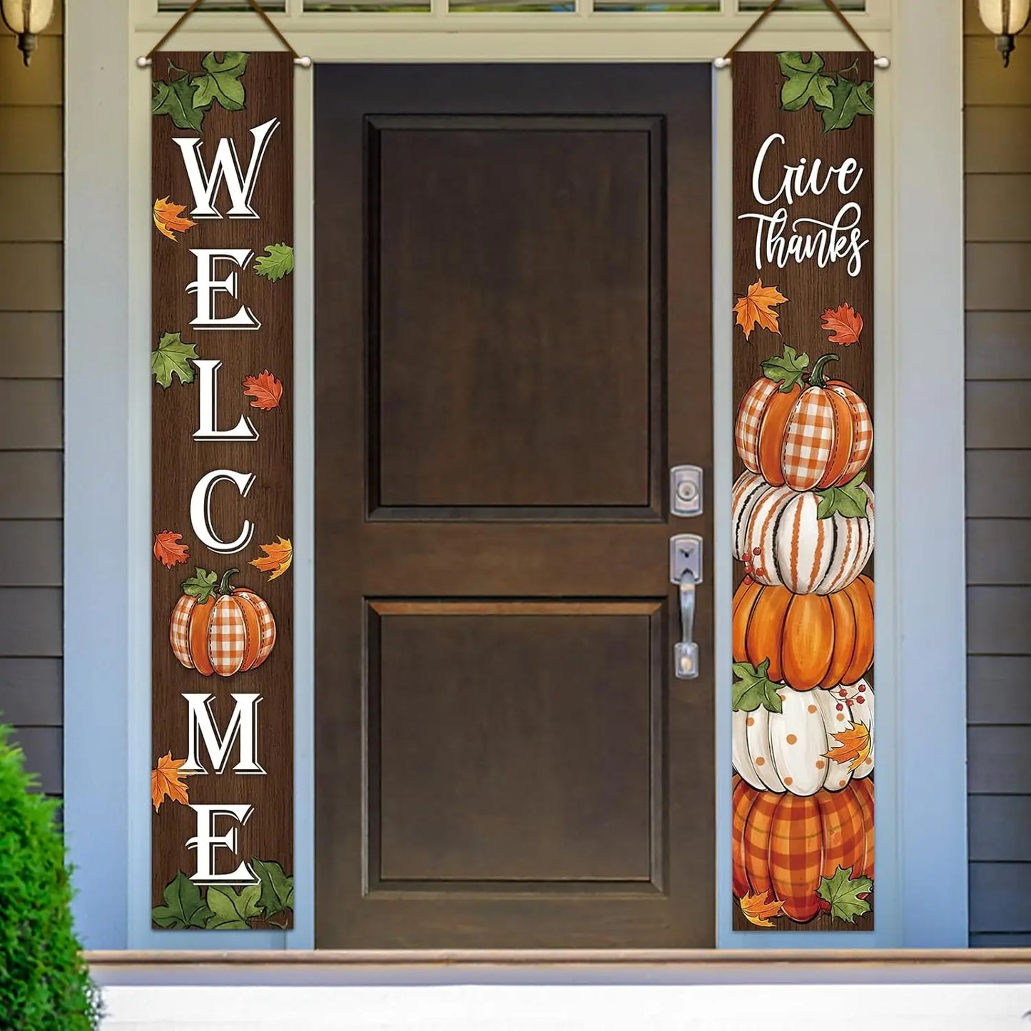 Thanksgiving “Give Thanks” Porch Banner Sign