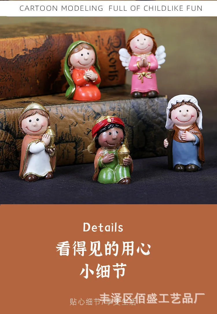 Christmas Decorations Resin Cartoon Nativity Scene