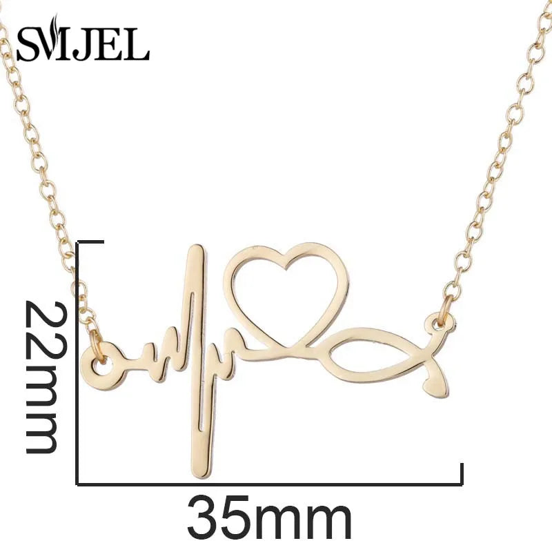 Stainless Steel ECG Wave Necklaces and Bracelets