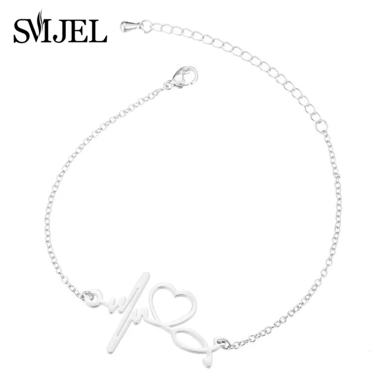 Stainless Steel ECG Wave Necklaces and Bracelets