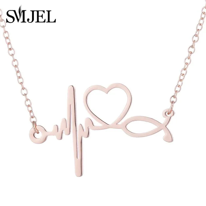 Stainless Steel ECG Wave Necklaces and Bracelets