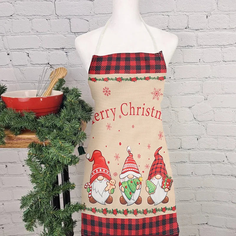 Christmas Linen Apron (Merry Christmas,Christmas Dwarfs,Santa Clause)