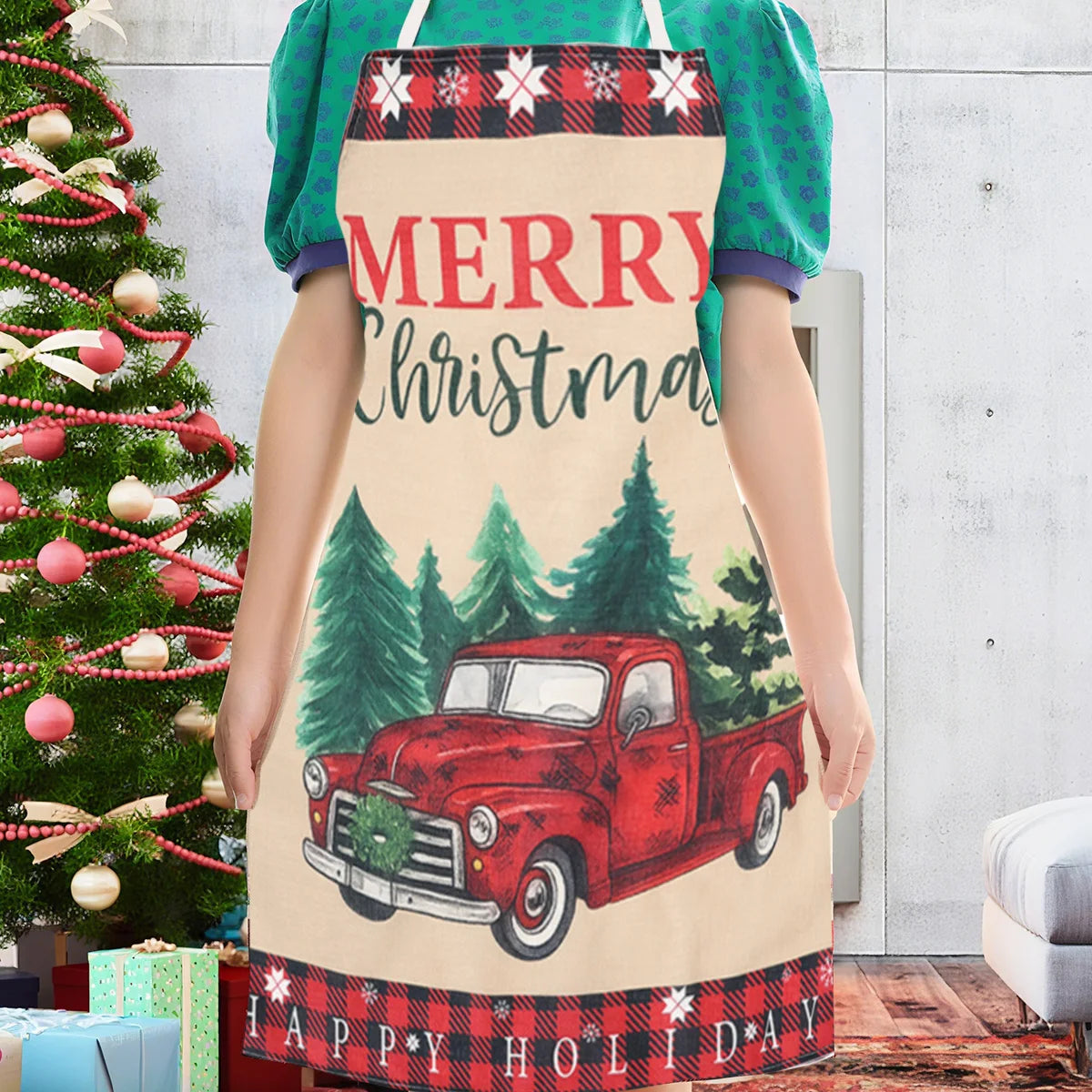 Christmas Linen Apron (Merry Christmas,Christmas Dwarfs,Santa Clause)