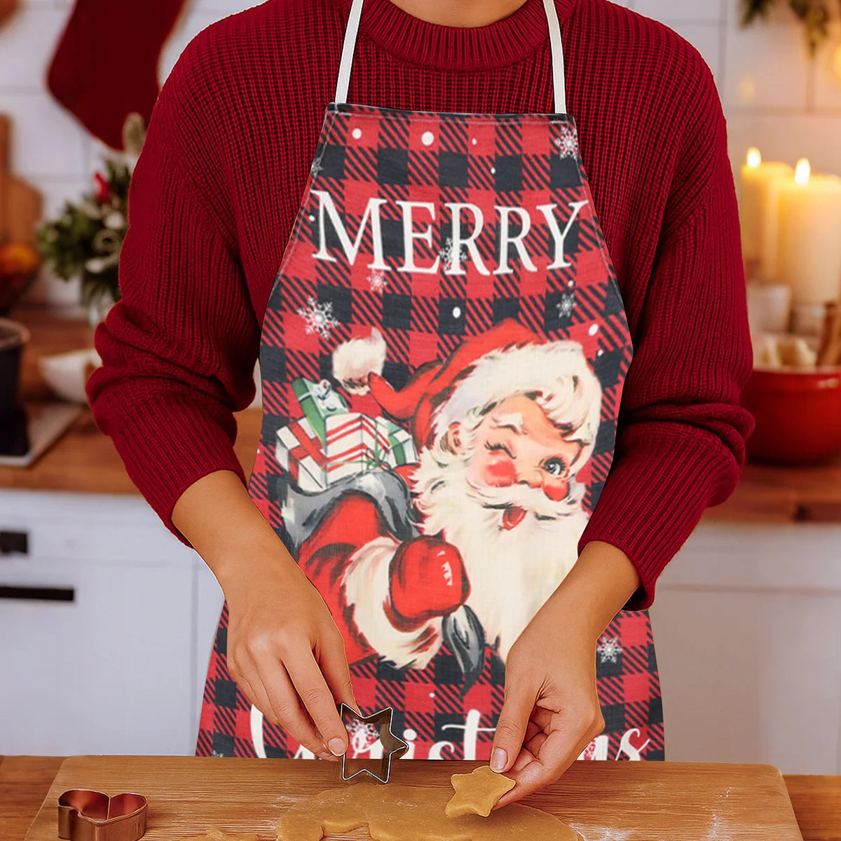 Christmas Linen Apron (Merry Christmas,Christmas Dwarfs,Santa Clause)