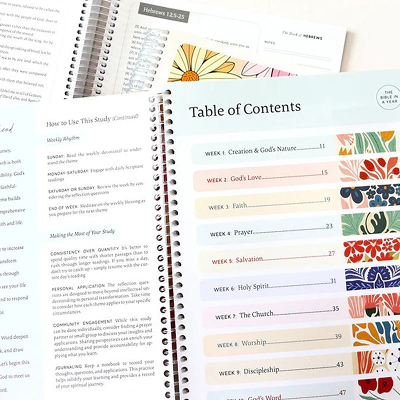 The Bible In A Year: A 52-Week Study Through Gods Word - Spiral Bible Study Guide 52-Week Women's Bible Study Plan