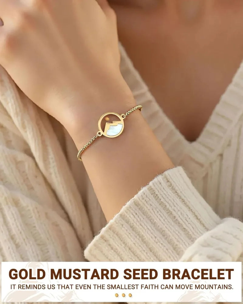 Stainless Steel Move Mountains Mustard Seed Bracelet