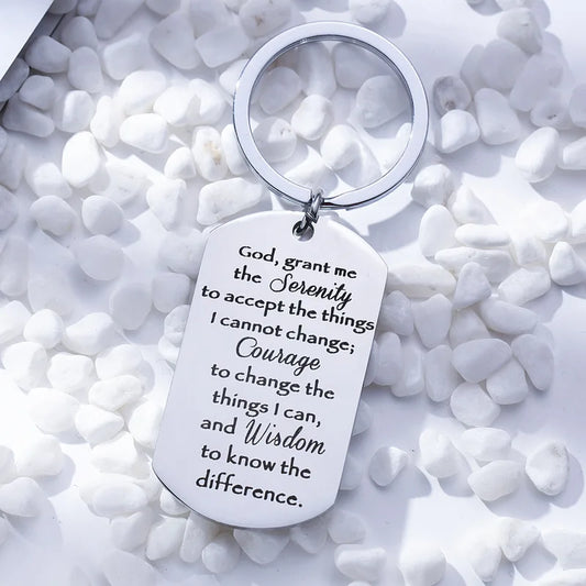 1Pc Religious Keychain Serenity Prayer Sobriety Recovery Accessory For Women Men Birthday New Year 