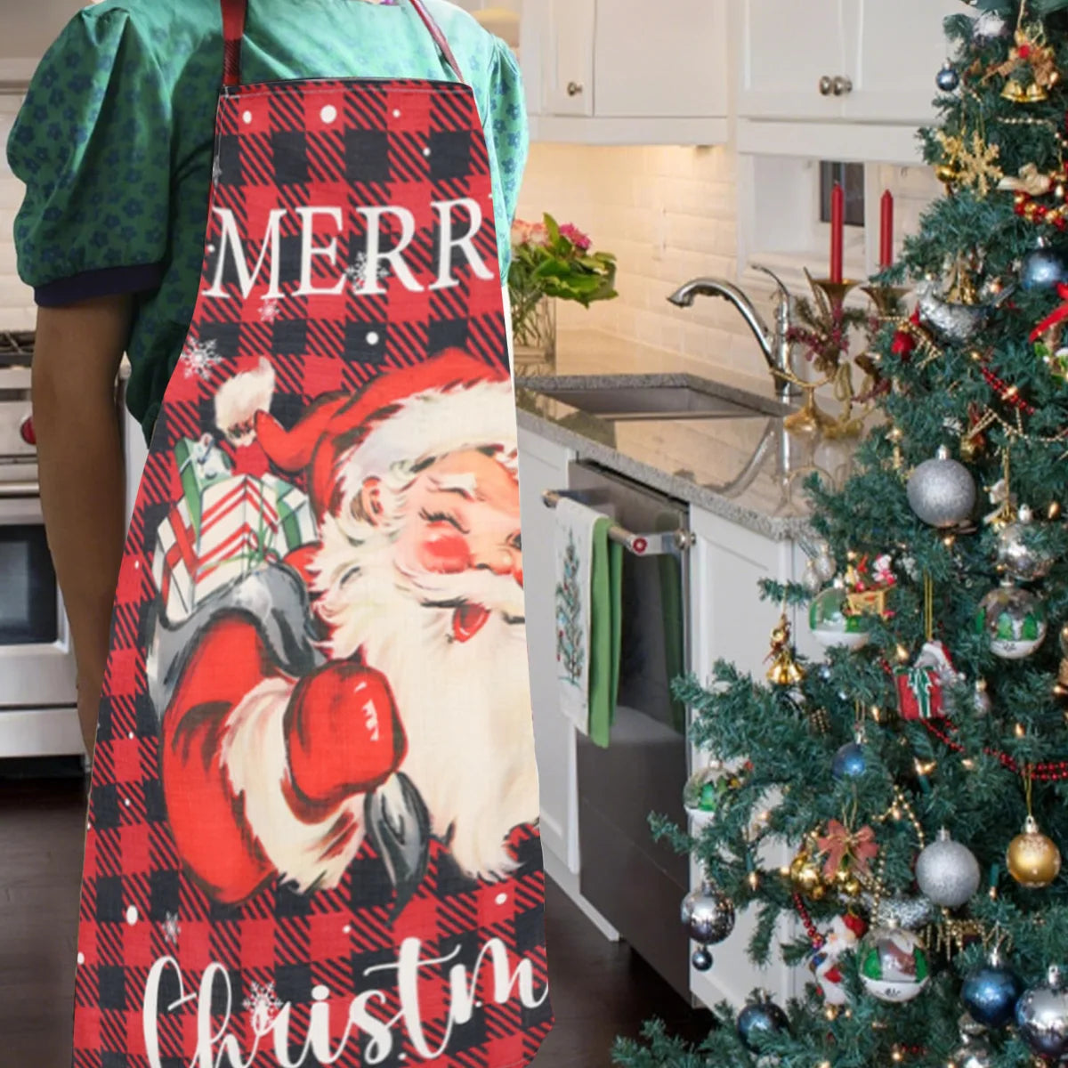 Christmas Linen Apron (Merry Christmas,Christmas Dwarfs,Santa Clause)