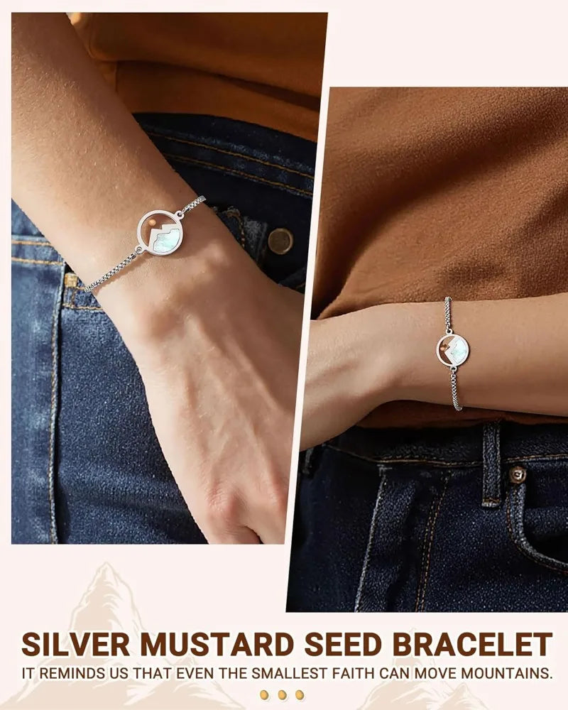 Stainless Steel Move Mountains Mustard Seed Bracelet