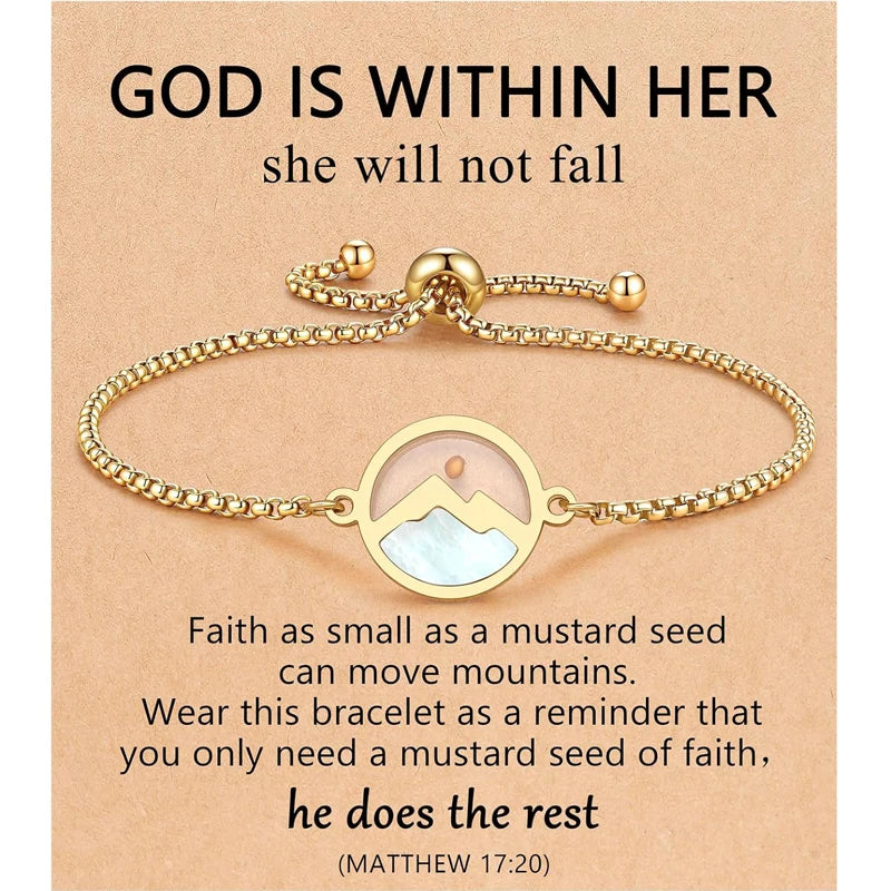 Stainless Steel Move Mountains Mustard Seed Bracelet